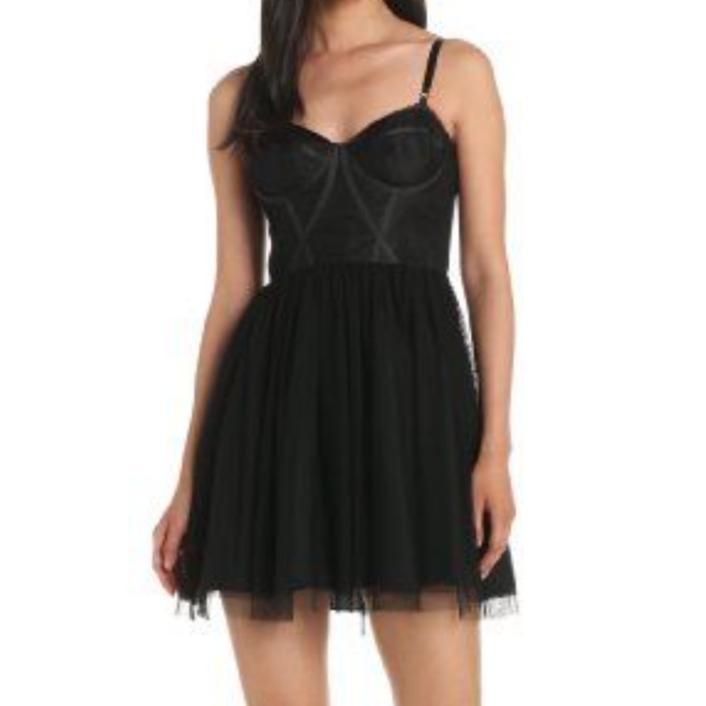 JILL STUART $298 Black Mini Corset Tulle Dress Size 8